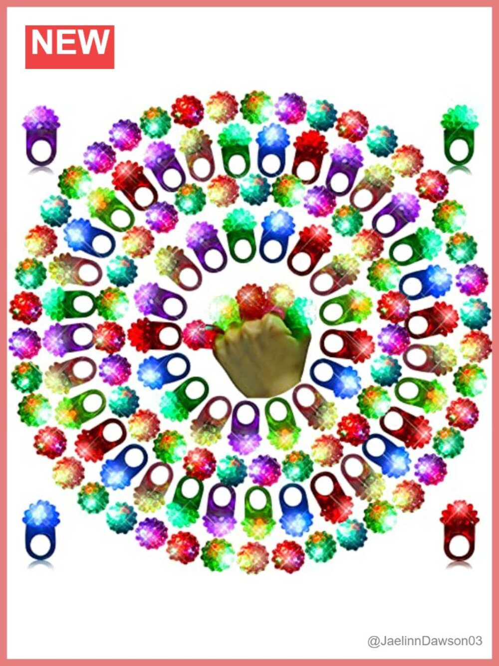 100 Pack Light Up Bumpy Rings Silicone LED Party Favors